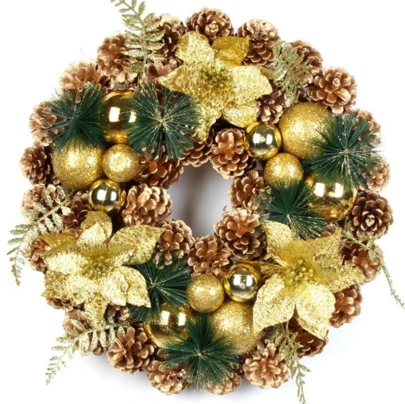 40cm Handmade Wreath Christmas Decoration Christmas Festival Layout Decorative Garland