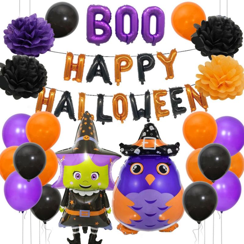 Halloween Balloons Party Decoration Set Ghost Festival Happy Halloween Foil Balloon