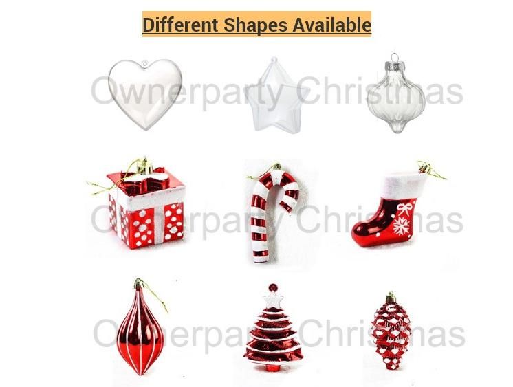 Plastic Hanging Crystal Glass Big Xmas Christmas Ball Baubles Set