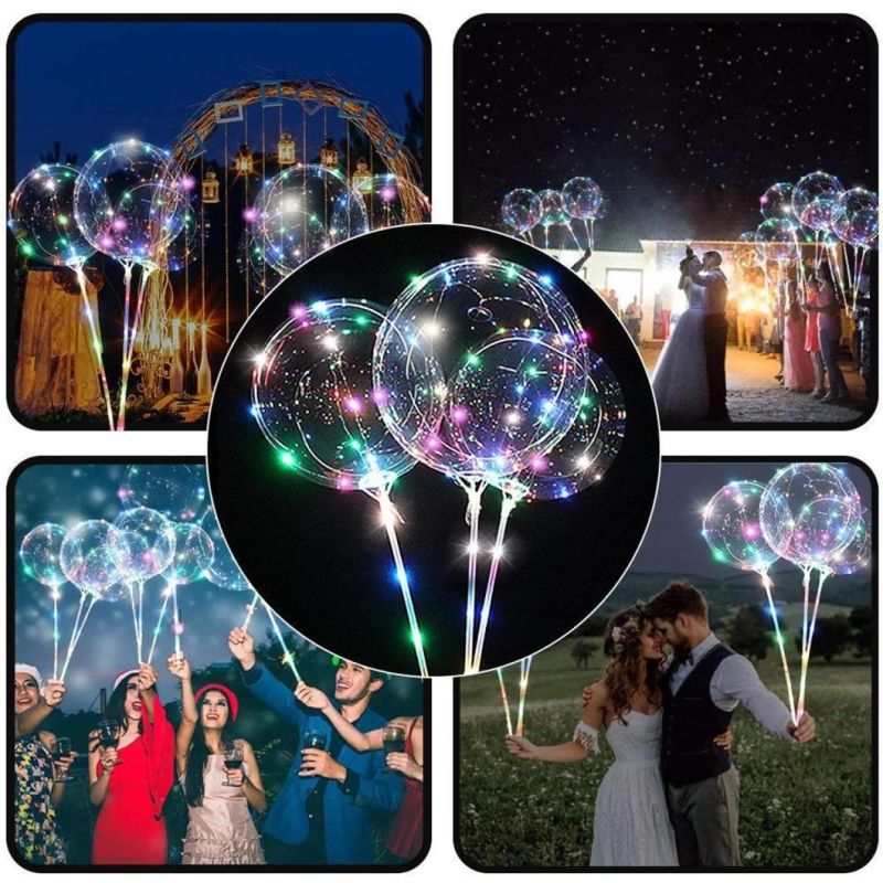 Flashing Light up LED Glowing Bobo Glitter Balloon Baloons