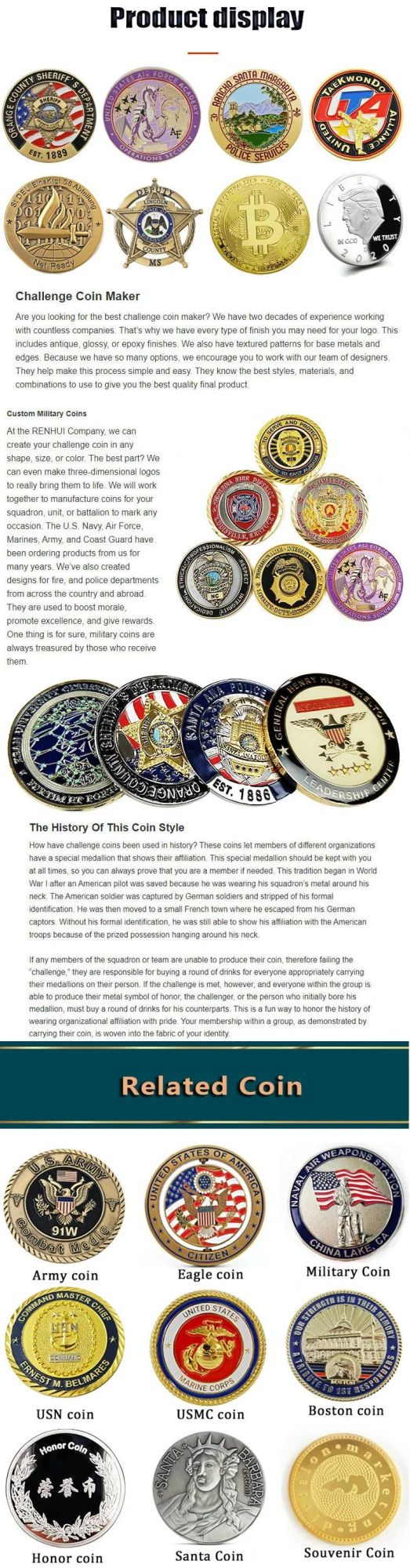 Challenge Coin Manufacturer Custom Cheap Soft Enamel Sheriff Metal Coin