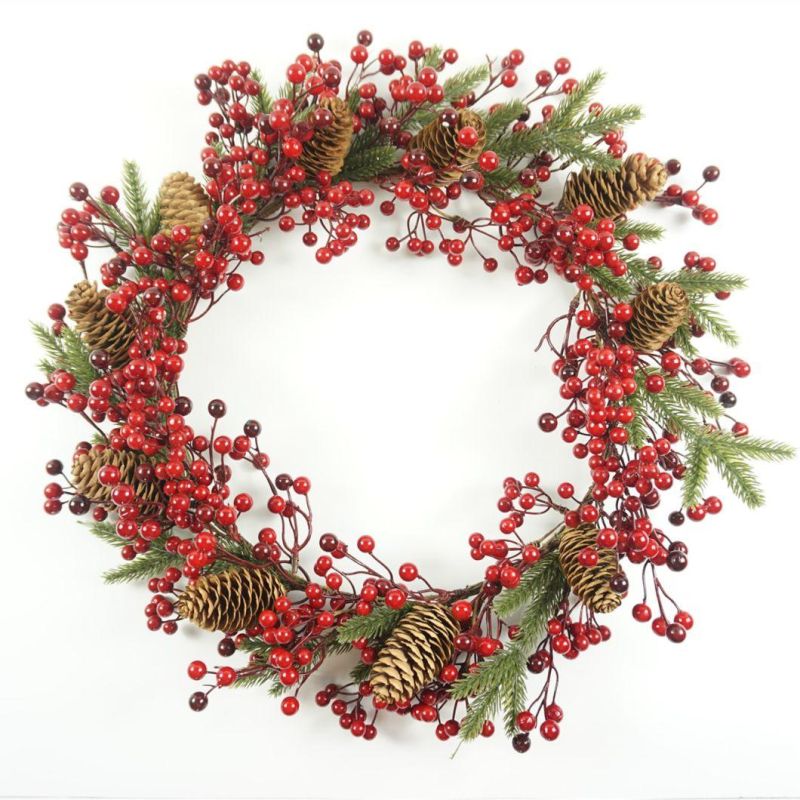 Christmas Decorative Cypress Wreath with Small Pinecone Berry Pick
