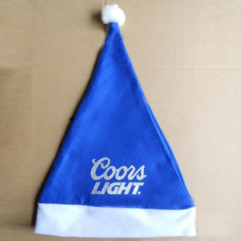 Factory Whole Sales Kinds of Xmas Hat with Velvet Woven Material Silk Printing embroidery Logo Bronzing Logo
