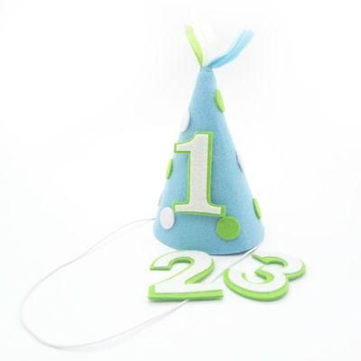 Wholesale Blue Pink Baby First Party Hats Felt Handmade Birthday Hat Christmas Decoration Party Supplies