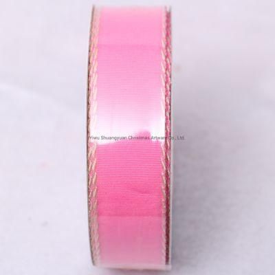 Merry Christmas Pink Satin Ribbon