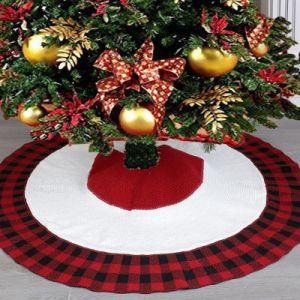 New Cross Border Christmas Tree Skirt for Christmas 122cm Black and White Square Red Black Square Christmas Tree Apron