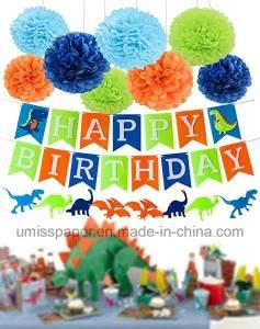 Umiss Paper Flowers Dinosaur Party Supplies Dinosaur Happy Birthday Decorations Kit