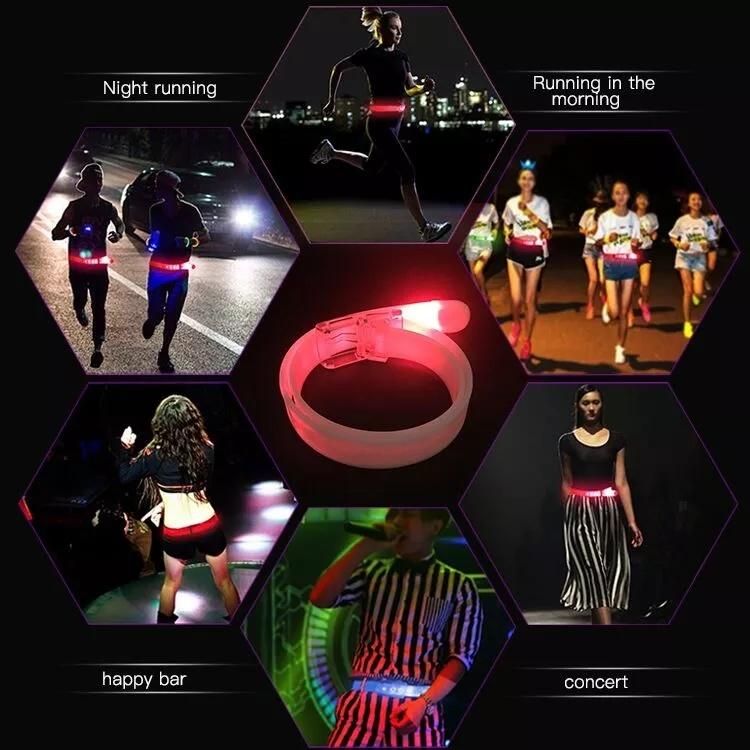Custom Fashionable Adjustable USB Rechargeable LED Silicone Waist Belt