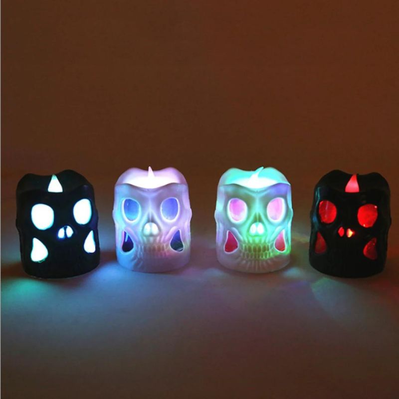 Tealight Candles LED Skull Halloween Candle for Halloween Holiday Party Light