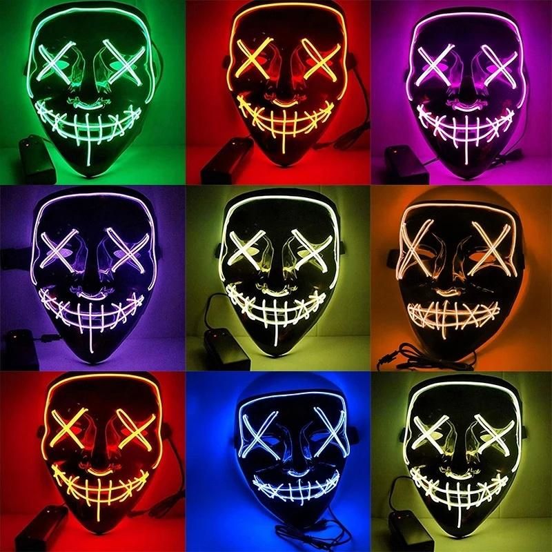 Halloween LED Scary Full Face Mask 7 Colors Party Day of The Dead Decorations Masks