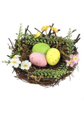 Artifical Decoration Easter Birds Nest with 3 Colorful Easter Eggs