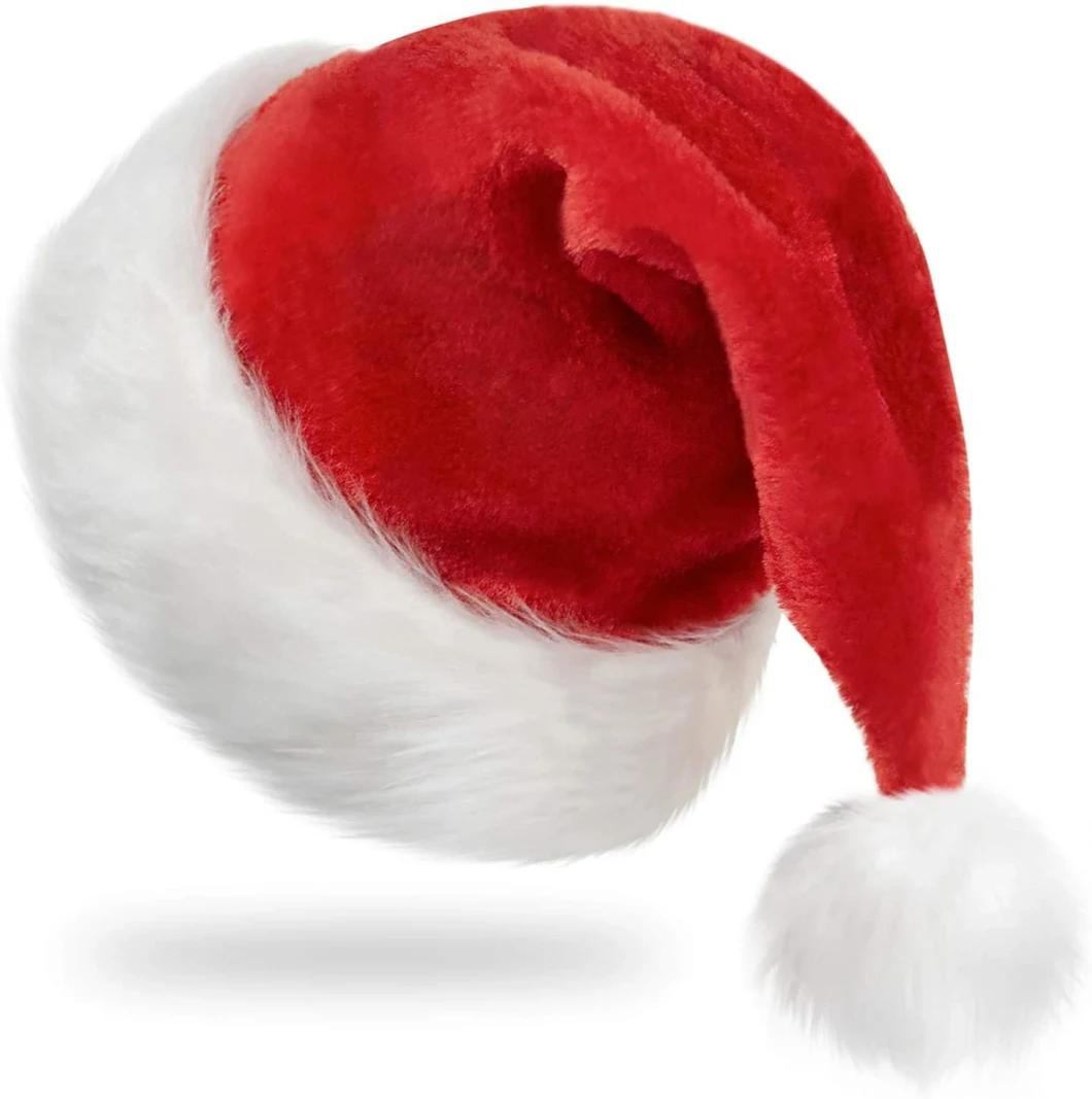 Black Santa Hat - Adults Deluxe Black and White Xmas Christmas Hat