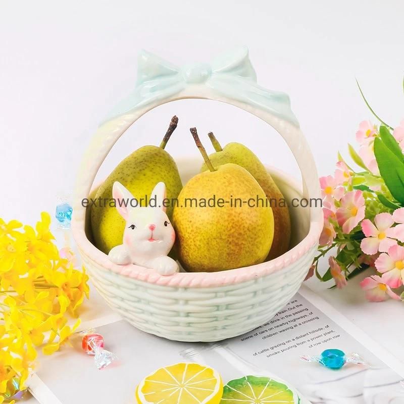 2022 Ceramic Fruit Basket with Colored Drawing for Wedding Birthday Party Decor