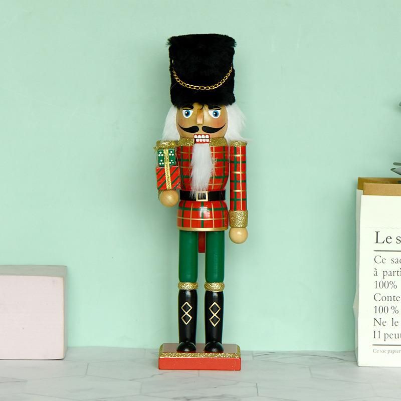 Wooden Craft Traditional Wooden Handmade Nutcracker Christmas Decoration 12 Inch