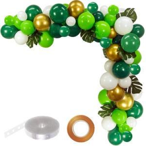 Amazon Gold Green White Latex Balloon Garland Simulation Leaf Jungle Party Supplies