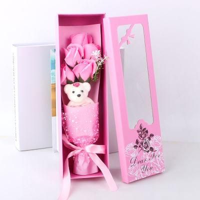 Factory Wholesale Teddy Bear Gift Saop Flower Rose Single Bouquet