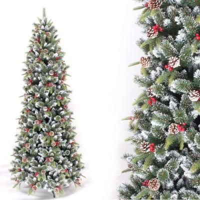 Xo2128m Xmas Tree Party Home Decorations Pre-Lit Ornaments 170cm White Green Artificial Snowing Christmas Tree