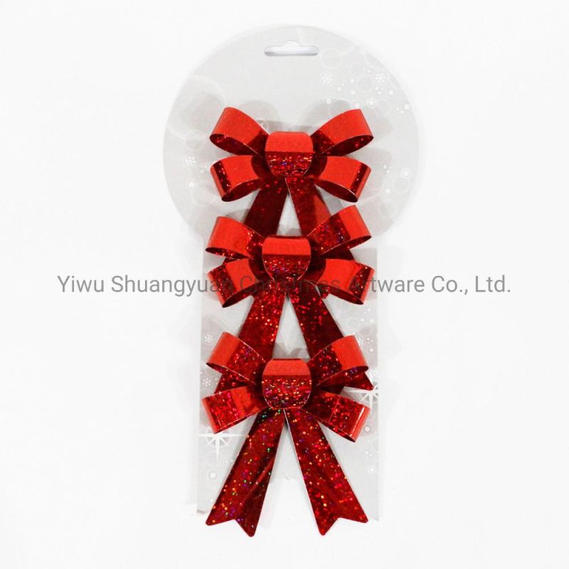 Red Shiny Plain Laser Bowknot 10*11cm Christmas Party Decor Festival Ornaments Bowknot