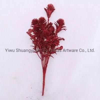 Glitter Plastic Leaves Wholesale Christmas Decorations