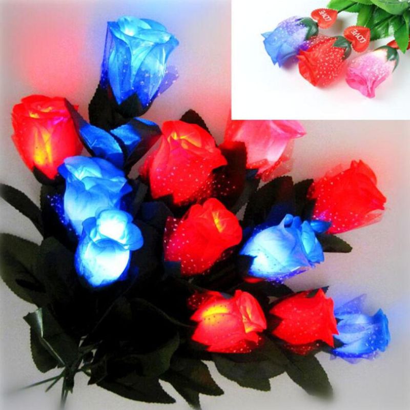 LED Roses with Stems for Valentine′ S Day