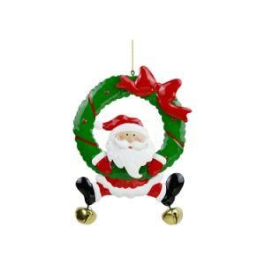 Christmas Hanging Wreaths with Cute Santa Sculpture Xmas Garlands Decoration for Home Shop Window Hall Christmas Tree Decors
