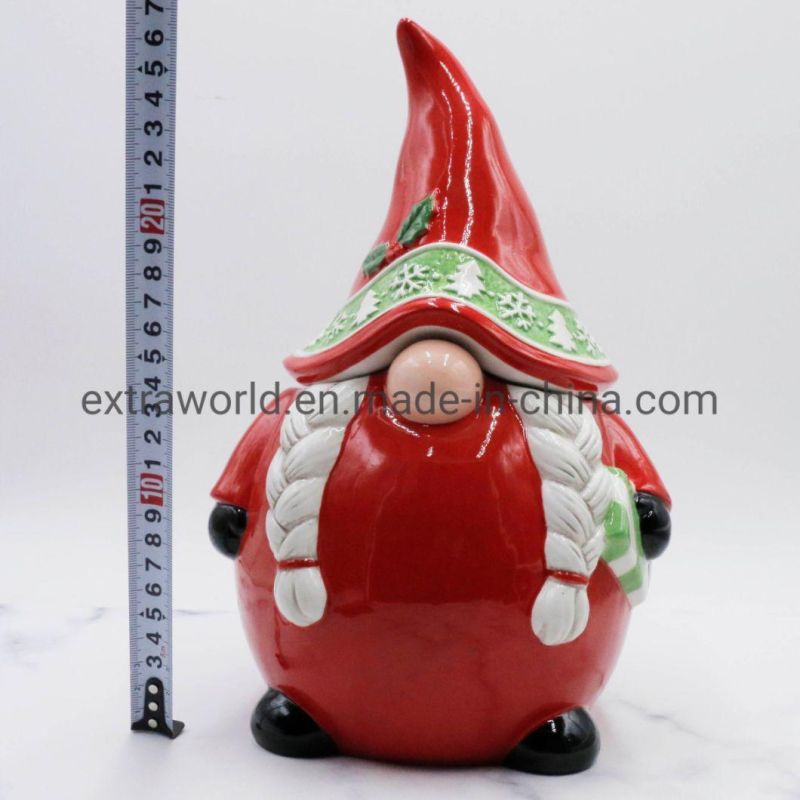 3D Decorative Ceramic Christmas Santa Cookie Jar Sugar Pot