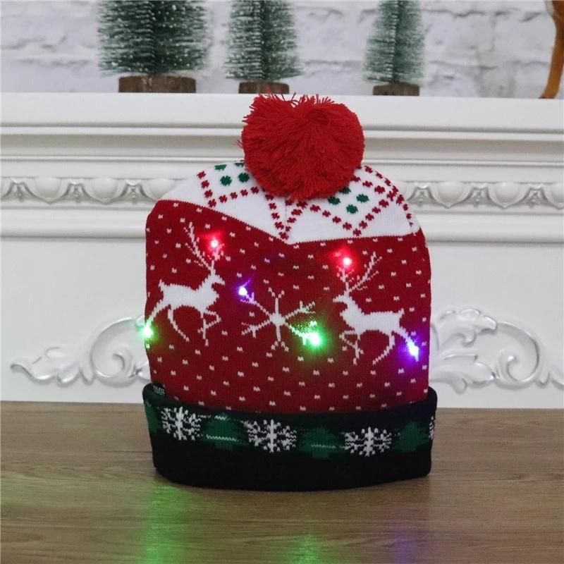 Christmas Decoration New Year Navidad Sombreros LED Light up Felt Children Christmas Hat Santa Claus Hat with Light