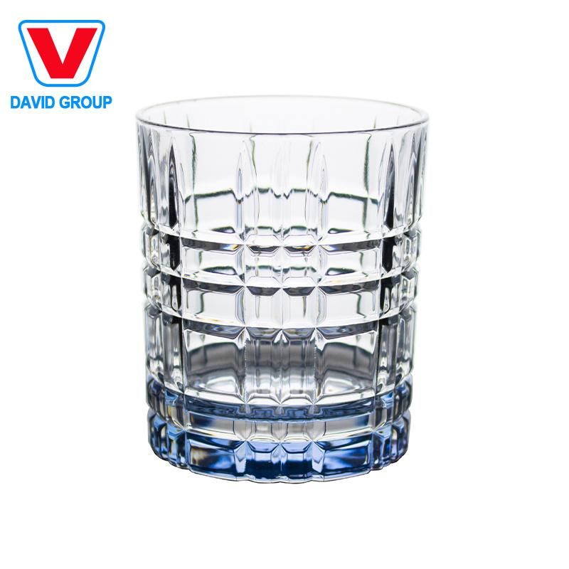 Fashion and Popular Glass Cup with Square Embossed for Wine Bar