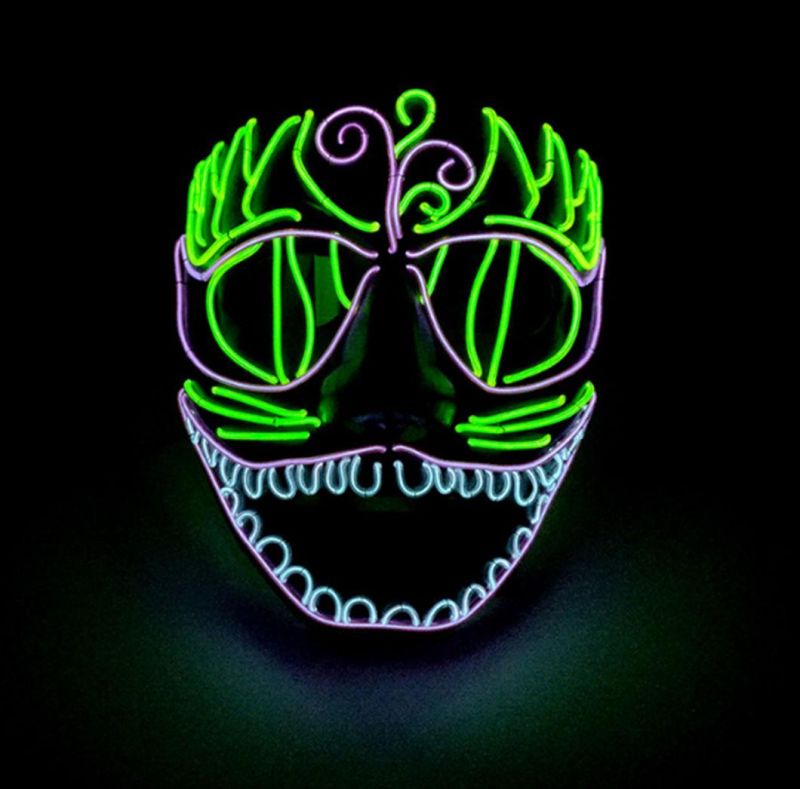 EL Mask Halloween and Screaming Party Neon LED Flash Mask