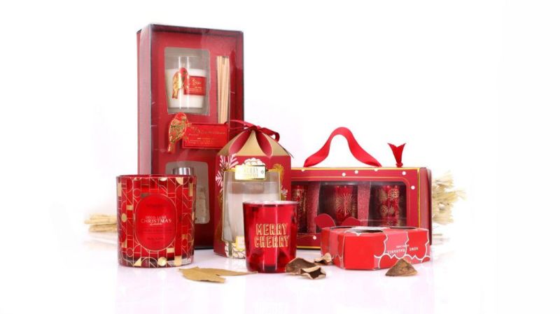 Hot Sale Christmas Fragranced Candle with Color Coating and Gold Stamping Decal for Home Decor