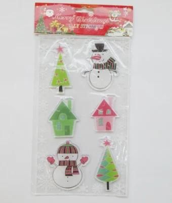 Beautiful TPR Christmas Jel Sticker for Home Decoration