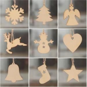 Wood Snowman Elk Snowflake Socks Bell Christmas Tree Hanging Decoration