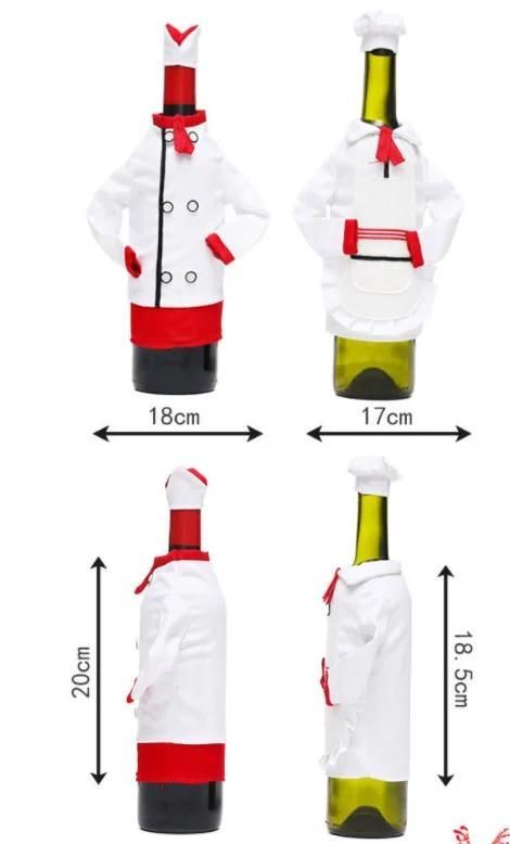 Christmas Wine Bottle Sets Chef′ S Clothes Hats Restaurant Bar Holiday Decorations Props Household Items
