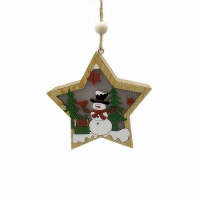Christmas Party Decorations Wood Star Shape LED Light