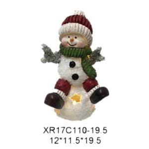 Quanzhou Factory Sales Polyresin Craft Snowman LED Light Resin Christmas &#160;