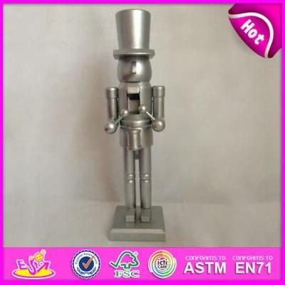 2015 Silver Color Wooden Nutcracker for Christmas, Hot Sale Nutcracker Dolls Christmas Nutcracker, Nutcracker Decorations W02A072b