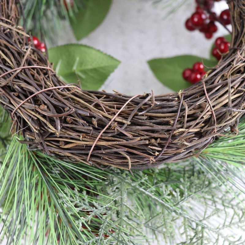 Christmas Rattan Ring Artificial Berry Rattan Wreath Plastic Pine Needle Garland