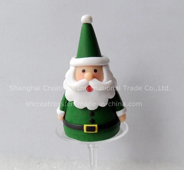 Polymer Clay Santa Claus with Holder Christmas Cake Decoration