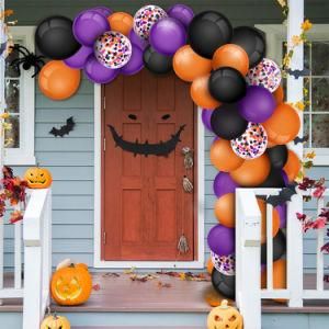 129PCS Halloween Balloon Garland Set Latex Balloon Confetti Balloons