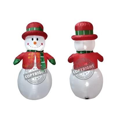 Red Hat Snowman Inflatable Christmas Decoration with LED Light for Holiday Decor