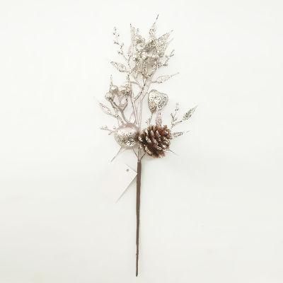 Wholesale Silk Artificial Flower Christmas Picks Ornament for Xmas Decoration