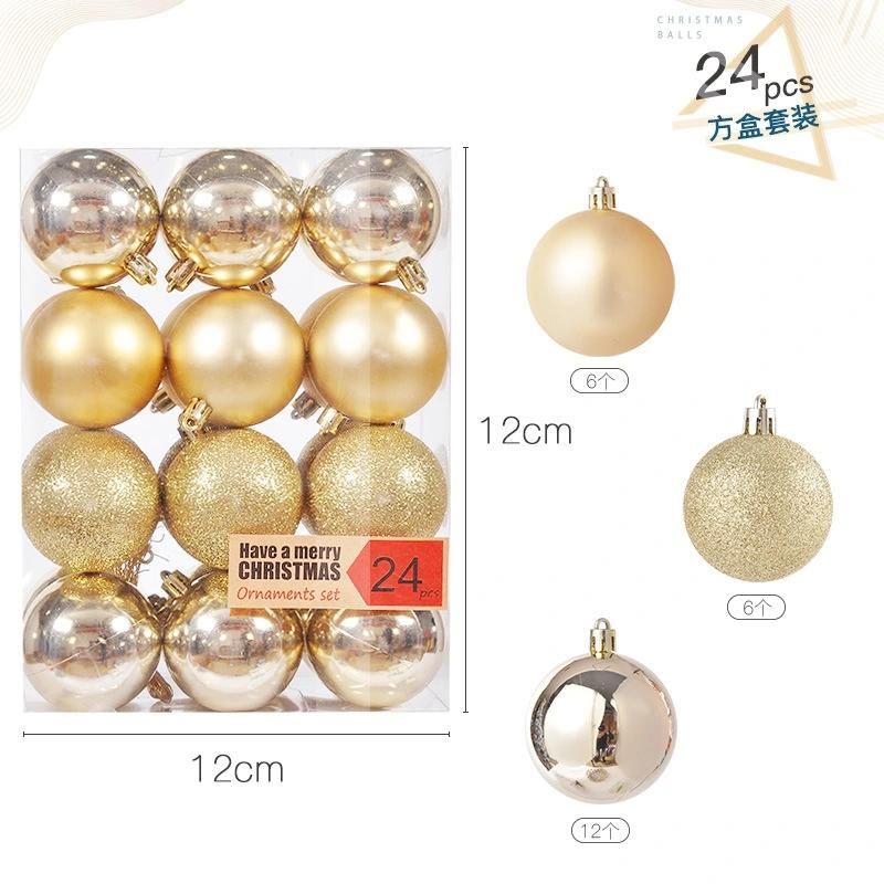 Christmas New Electroplating Plastic Ball 3cm Christmas Tree Pendant Christmas Ball Champagne Ornaments Set