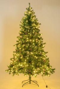 Artificial Christmas Tree Decorated with Pine Cones and Red Berries Prelit