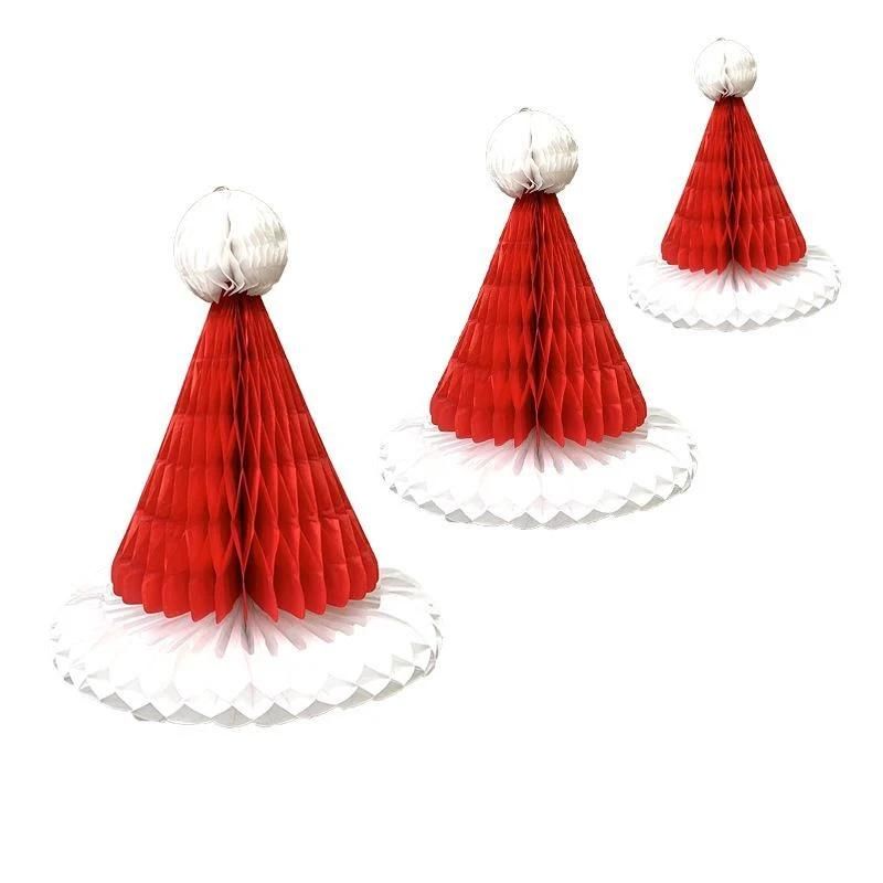 Wholesale Christmas Decoration Pendant Honeycomb Ball Pull Flower Ball Hang Flag Christmas Hat Christmas Book Bell Snowman Holiday Decoration Series