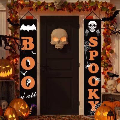 Halloween Decorations Outdoor Boo and Spooky Halloween Signs for Front Door or Indoor Home Decor Porch Decorations Halloween Welcome Signs