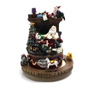 LED Color Changeable Polyresin Musical Santa Noel Christmas Table Decoration