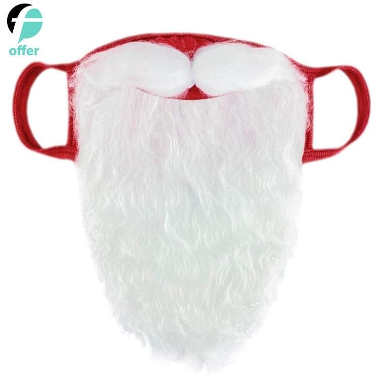 Face Mask & Hat Funny Bearded Holiday Santa Costume for Adults for Christmas
