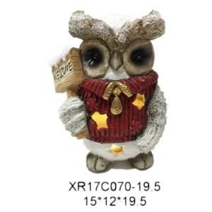 Quanzhou Factory Sales Polyresin Craft Christmas Owl&#160; LED Light&#160; &#160;