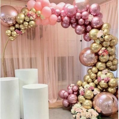 4D Foil Balloon Arch Chrome Metallic Gold Red Amazon Hot Selling Latex Confetti Balloon Rose Red Balloon Direca Garland Kit