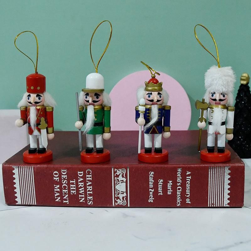 4 PCS Nutcracker Ornament Set Wooden Nutcracker Christmas Ornaments